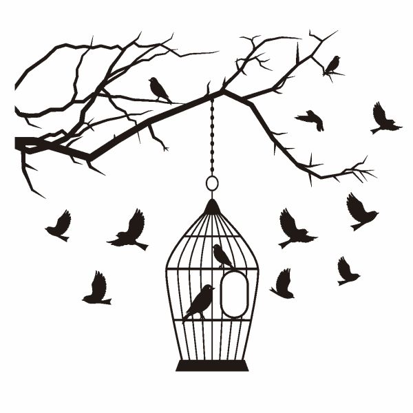 استیکر دیواری طرح آزادی از قفس