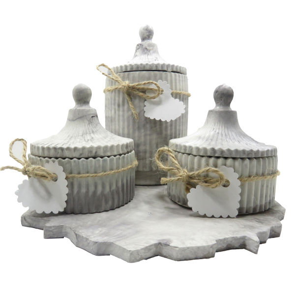 بانکه مدل رگه دار طرح سنگی کد 532 بسته 3 عددی به همراه سینی