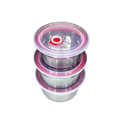 ظرف نگهدارنده غذا طرح دربدار و سوپاپدار مدل pe735 مجموعه 3 عددی