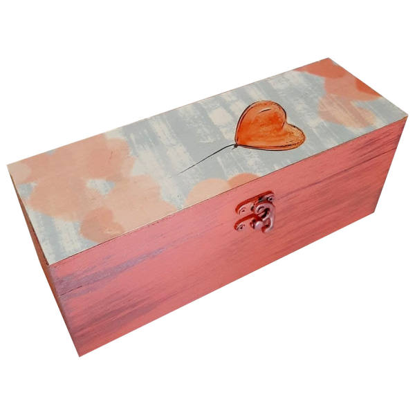 جعبه هدیه چوبی مدل فانتزی طرح قلب کد WB74