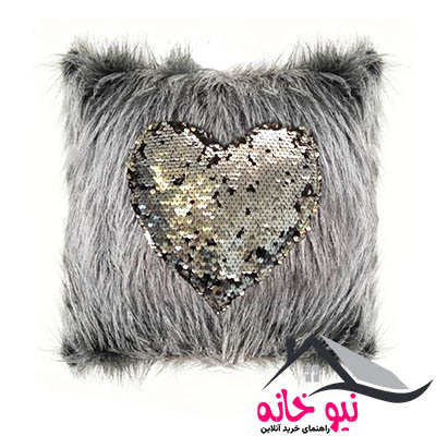 کوسن مدل خز خرگوشی با قلب پولکی