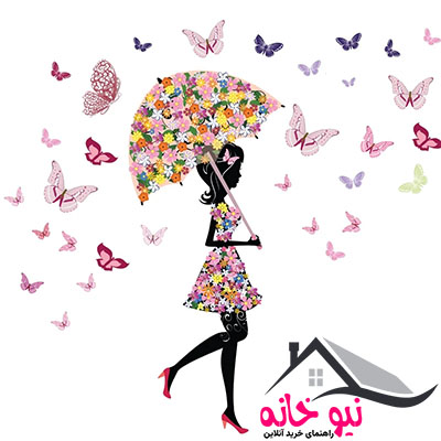 استیکر دیواری ژیوار طرح دختر پروانه ها