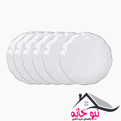 بشقاب غذا خوری مقصود مدل آچیلا لوستر بسته 6 عددی
