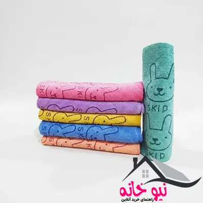 دستمال آشپزخانه میکروفایبر مدل 1765 طرح خرگوشی بسته 6 عددی