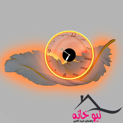 ساعت دیواری مدل چراغ دار طرح پر افقی