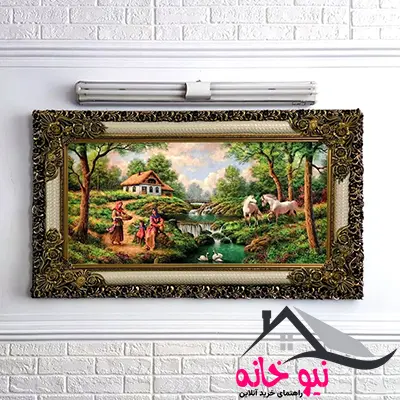 تابلو فرش ماشینی طرح روستا کد ۷۲۱۷