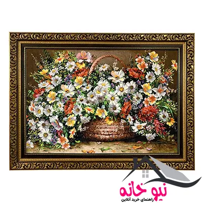 مدل تابلو فرش ماشینی طرح سبد گل کد ۷۳۲۶