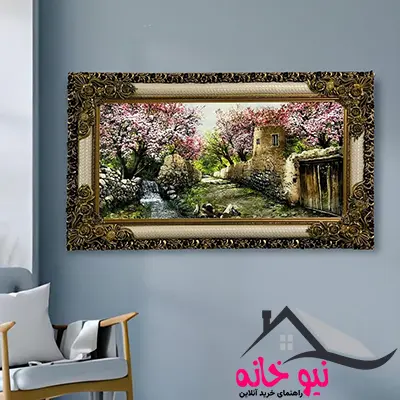 تابلو فرش ماشینی طرح دستبافت مدل کوچه قدیمی کد 7503