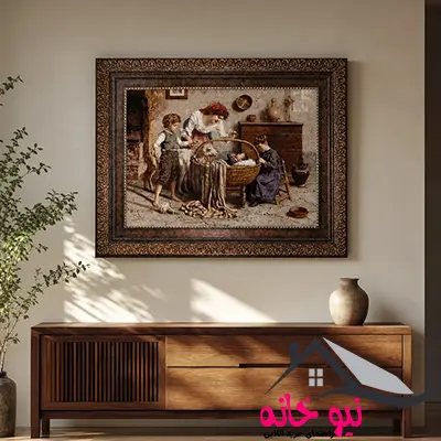 تابلو فرش ماشینی نقش نگار رضوی طرح گهواره کودک کد 768P