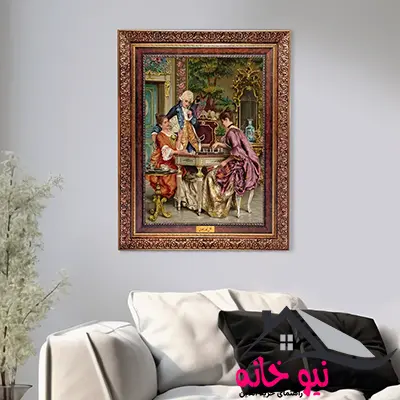 تابلو فرش ماشینی نقش نگار رضوی طرح شطرنج باز کد 749KC