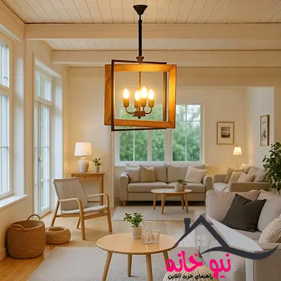 لوستر 4 شعله شاهان تک مدل wood 2